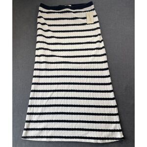 Universal Thread Striped Knit Maxi Skirt Womens L Black White Nautical Casual